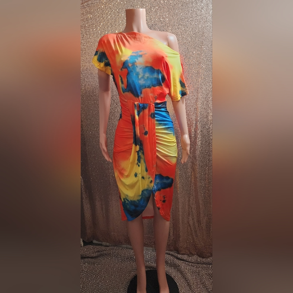 Multicolored Tie Dye Dress